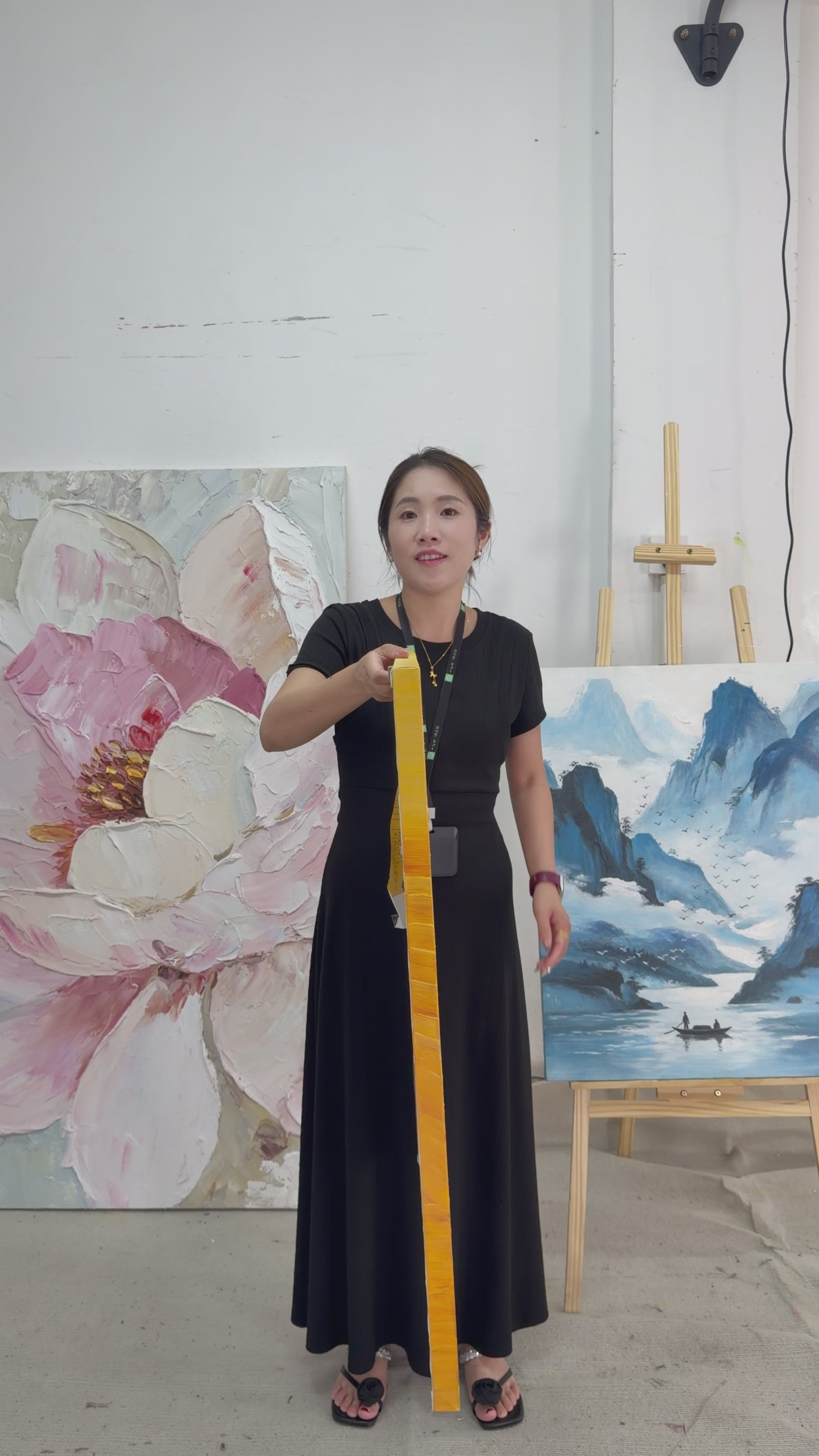 Video reveal of the golden birch landscape, followed by a framed artwork view