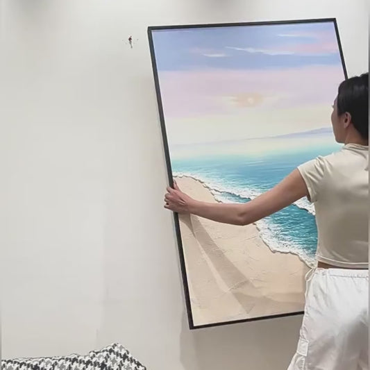 Ethereal Tide hand-painted shoreline texture and framed artwork video