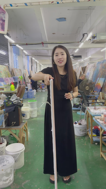 Workshop video showing the finished Blush Peonies painting turning from side to front