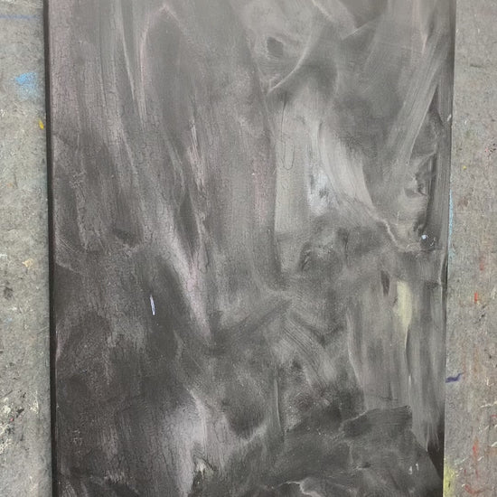 Painting a blue ground, shaping and dabbing the moon, then building snow ridges before the finished mountain artwork