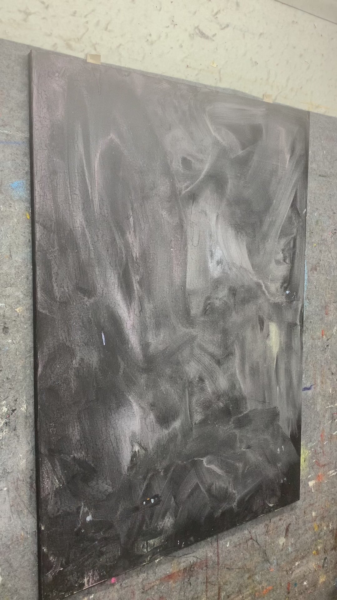 Painting a blue ground, shaping and dabbing the moon, then building snow ridges before the finished mountain artwork