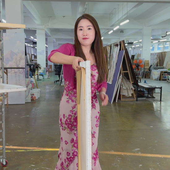 Workshop video showing the finished Woodland Morning painting turning from side to front