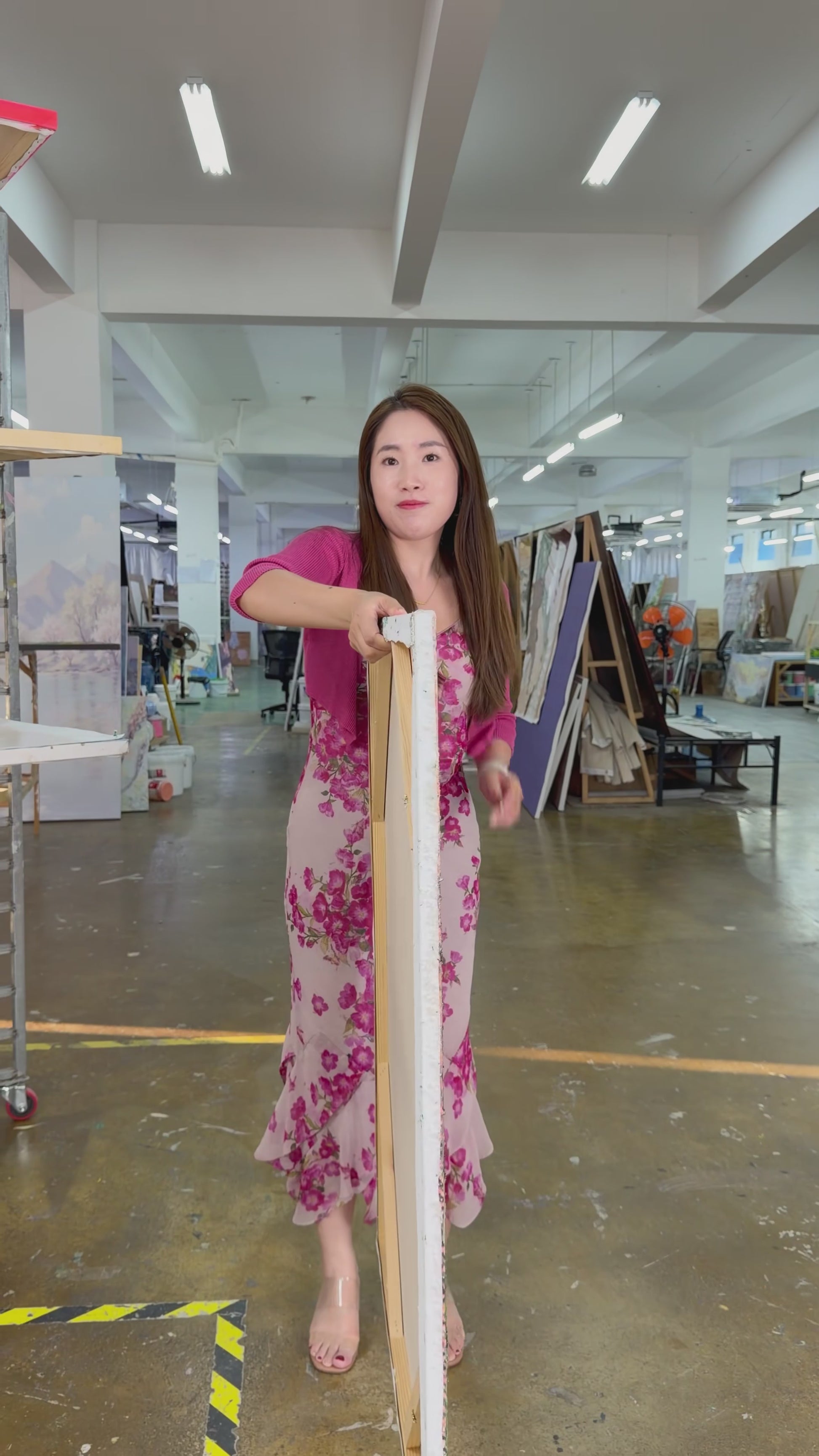 Workshop video showing the finished Woodland Morning painting turning from side to front