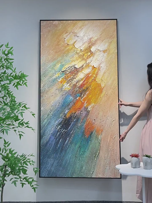 Meridian Strata blue, ochre and cream handmade texture video